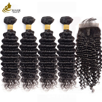 Wholesales Deep Wave Hair Weaving Natural Black 100 Virgin Remy Human Hair Bundles