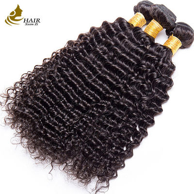 Unprocessed Curl Weaves Natural Black Virgin Human Hair Bundles With Closure