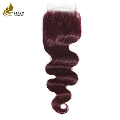 Virgin Ombre 99j Body Wave Human Hair Lace Closure With Baby Hair