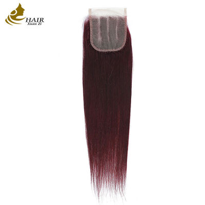 Fashion Three Part 4X4 Straight 10-18 Inches 99J Color Transparent Human Hair Lace Closure