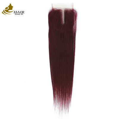 Fashion Three Part 4X4 Straight 10-18 Inches 99J Color Transparent Human Hair Lace Closure