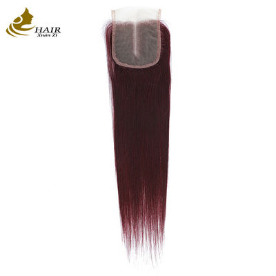 Fashion Three Part 4X4 Straight 10-18 Inches 99J Color Transparent Human Hair Lace Closure