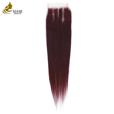 Fashion Three Part 4X4 Straight 10-18 Inches 99J Color Transparent Human Hair Lace Closure