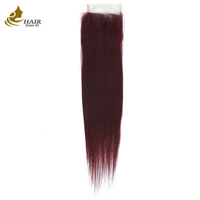 Fashion Three Part 4X4 Straight 10-18 Inches 99J Color Transparent Human Hair Lace Closure