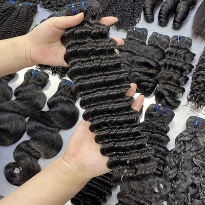 Wholesale 100% Virgin Cuticle Aligned Cheap Natural Black Deep Wave Unprocessed Raw Brazilian Human Hair Bundles