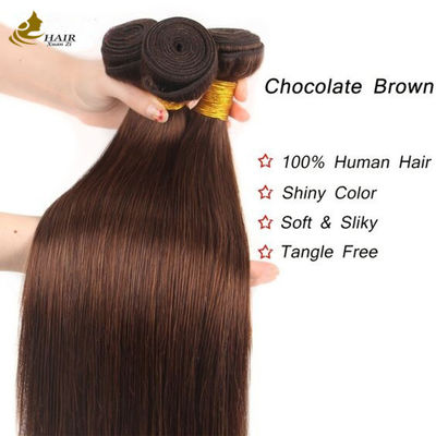 4# Color Chocolate Brown Straight Ombre Human Hair Bundle Weft