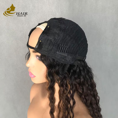 Wig Woman Long Curly Wave 1b/4/27 Colored Human Hair U-Shaped Wig