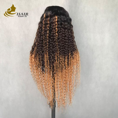 U-Shaped Long Curly Wave 1b/4/27 Colored Customized Human Hair Wig