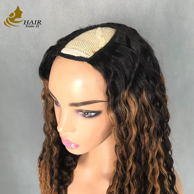 Wig Woman Long Curly Wave 1b/4/27 Colored Human Hair U-Shaped Wig