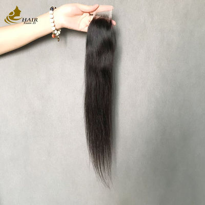 Unprocessed 100% Peruvian Cuticle Aligned Straight Natural Black 2x6 Transparent Lace Human Hair Lace Closure