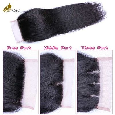 Transparent 4*4 Lace 20 Inch Natural Black Straight Human Hair Lace Closure
