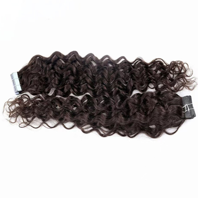 20 Inch Natural Black Water Wave Tape In Human Hair Extensions