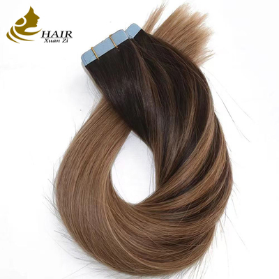 Customized Color 100% Real Virgin Human Hair Tape In Hair Extensions Straight Human Hair Extensions