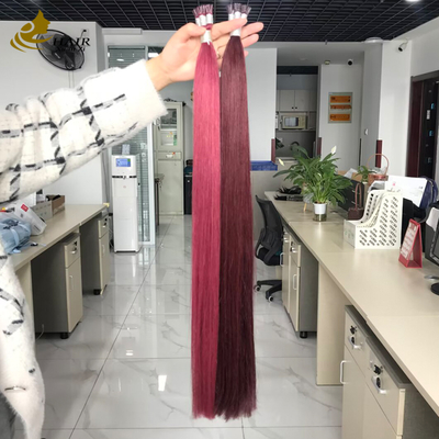 Wholesale Cuticle Aligned I Tip Human Hair Extensions Burg And 99J Color Straight Hair Extensions