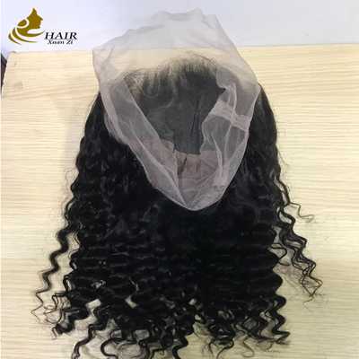 Factory Supplied 18inch Human Hair Lace Wig Natural Black Curl Full Lace Wig